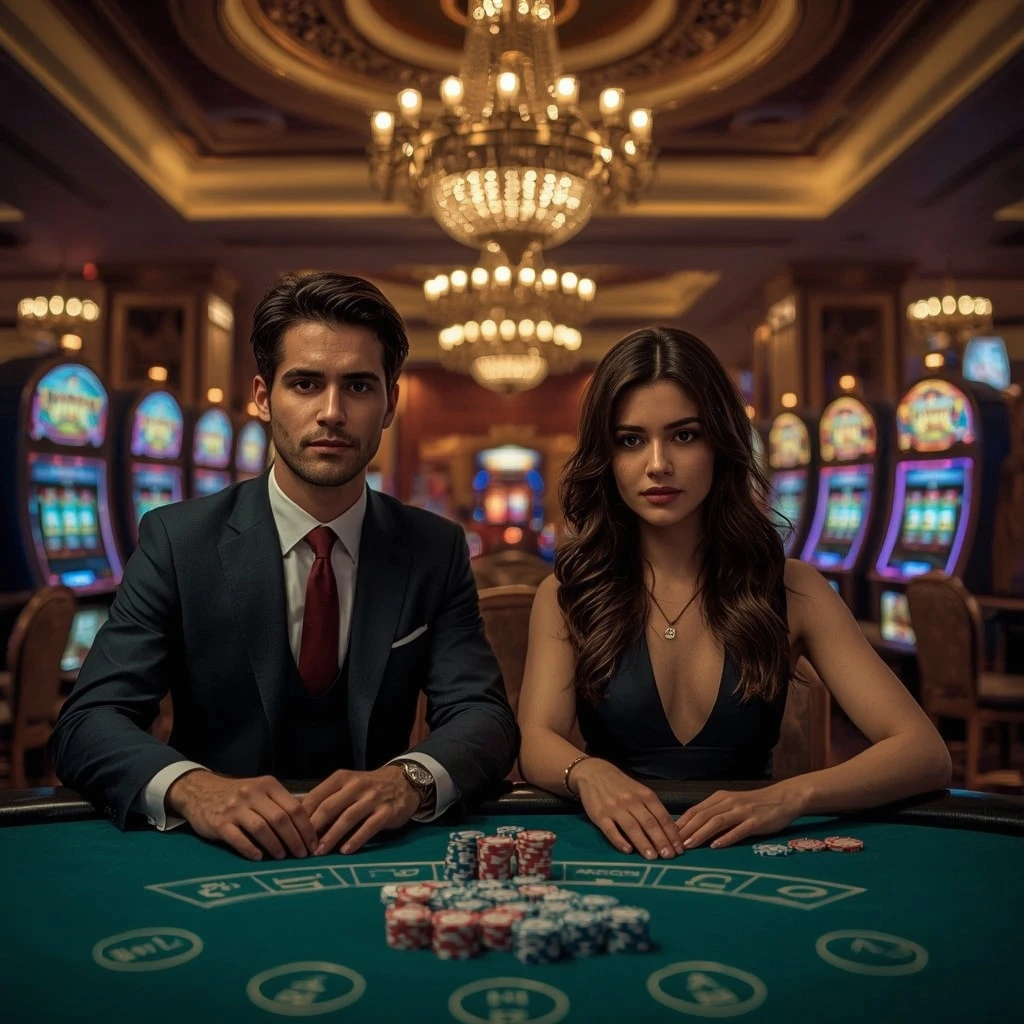 Deux joueurs de poker dans un Royal Vegas Casino